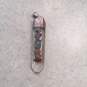 Chakra clear crystal quartz pendant